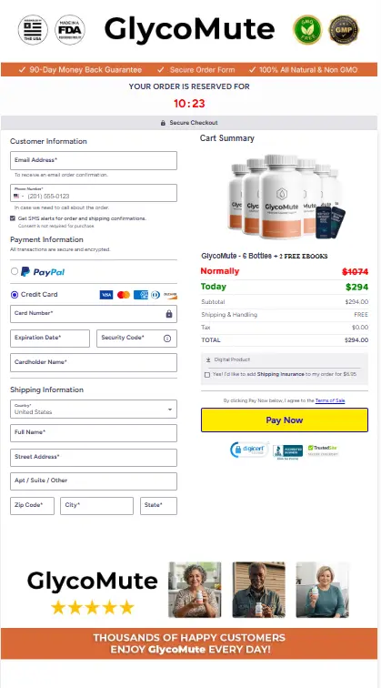 GlycoMute Supplement Order Slip